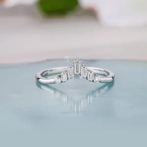 Baguette Cut V Shaped Chevron Wedding Band