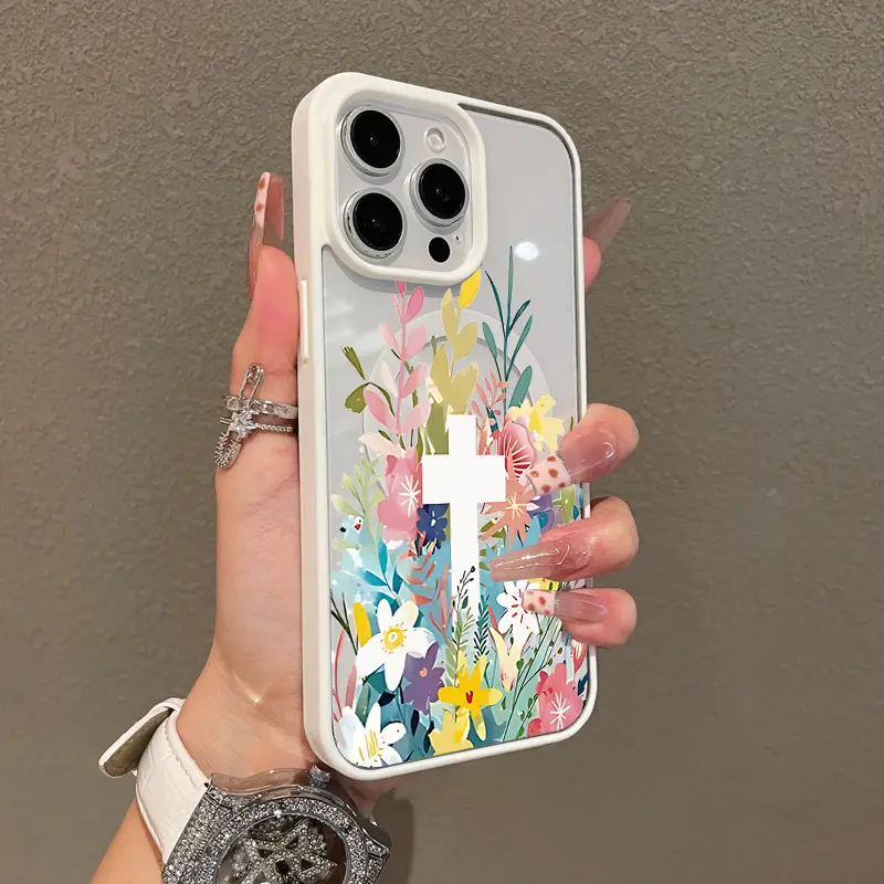 Premium Magnetic Protective Smartphone Case - Aesthetic Flower-Inspired Shockproof TPU Cover, Ultra Thin Fit, MagSafe-Ready, Waterproof Silicone Shell for iPhone 11/12/13/14/15/16 Pro Max Mobile Phone Accessory