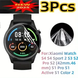 Premium Durable Repair Scratch Shielding Ultra-High Definition Transparent Three Piece Hydrogel Film for Xiaomi Watch S4 S4 Sport 2 S3 S2 Pro S2 42mm 46mm S1 Pro S1 Active S1 Color 2 Etc