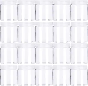 20 Pack 4Oz/120Ml round Plastic Jars with Lids Empty Clear Slime Containers,Wide-Mouth Refillable Storage Containers for Cosmetics,Lotion,Food Storage Guuozzli