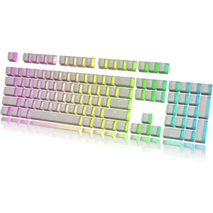 112 Double Shot PBT Shine Through Pudding Keycaps Ansi/ISO - OEM Profile for MX Switches White