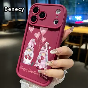 TPU Case for iPhone 17 Pro Max 16 15 14 Plus 13 12 Mini 11 XR X XS Air E Valentine Gnome Love Full-body Camera Protection Rugged Durable Slim Silicone Phone Cover