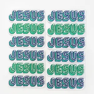 4pcs Love Jesus Embroidered Iron-On Patches, Faith Letter Applique Patch Set for Jackets, Jeans, Hats, Backpacks and Bags