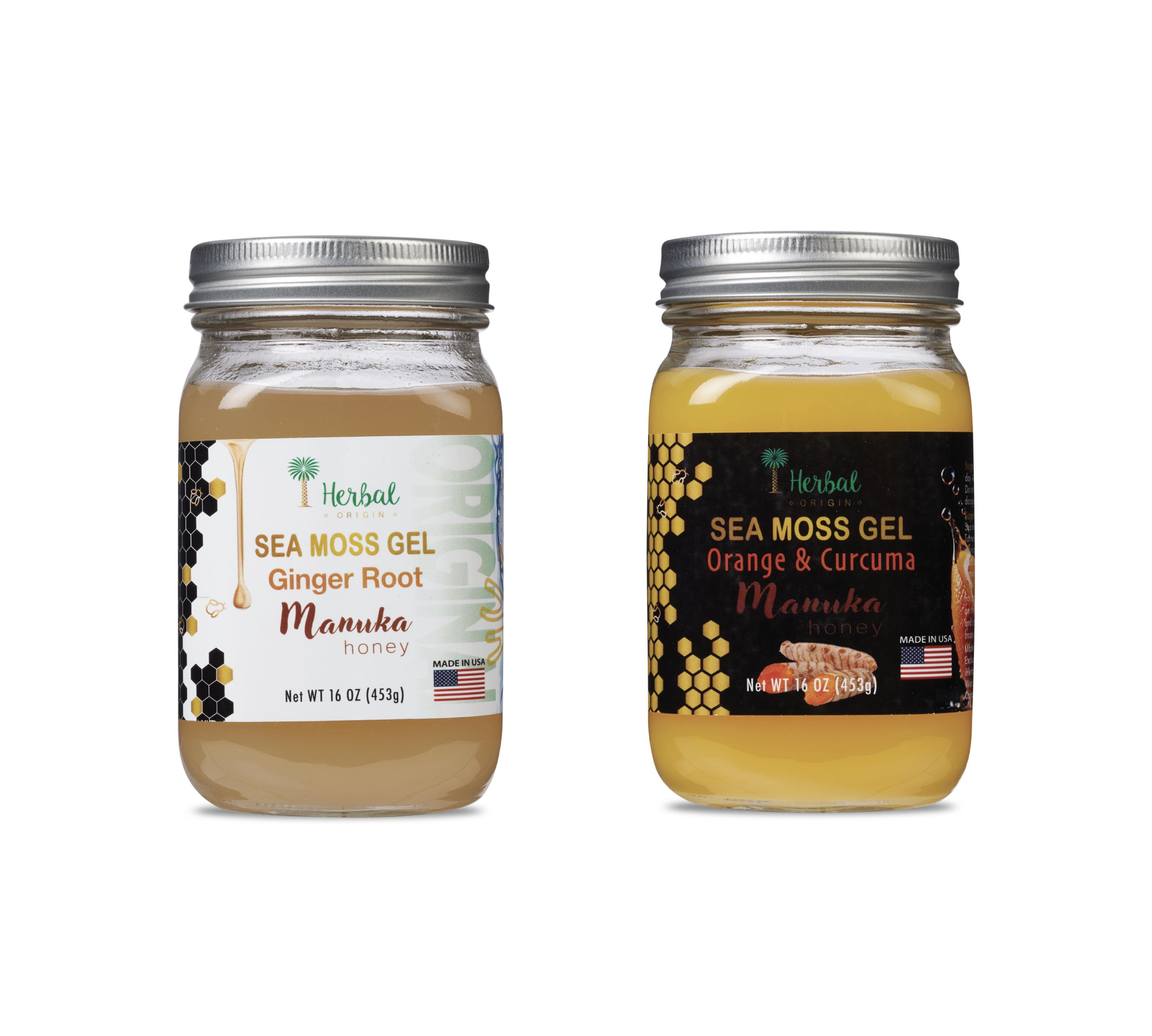 Sea Moss Gel with Orange Juice, Turmeric and Raw Manuka Honey | Premium SuperFoods Elixir | All Natural Ingredients Net WT. 16 OZ (453g)