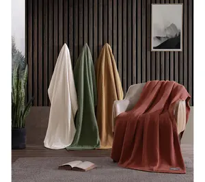Eddie Bauer Solid Waffle Brown Cotton Twin Blanket