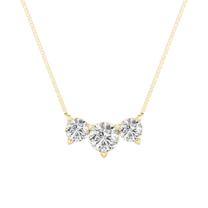 2.00ct 14K Yellow Gold Trio Diamond Pendant Necklace (IGI Certified)