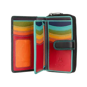 Womens Wallet Purse Leather Purse For Women - Handmade Wallet For Women Gift - Ladies RFID Wallet - Black Multicolour Purse Wallets