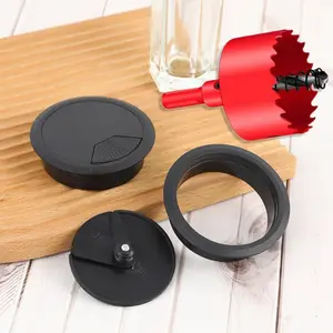 8PCS 2 Inch/ 50mm Desk Grommets with Built-in Hole Saw, Desk Cable Hole Covers - Black, The Ideal Option for Office and Home Table Cables
