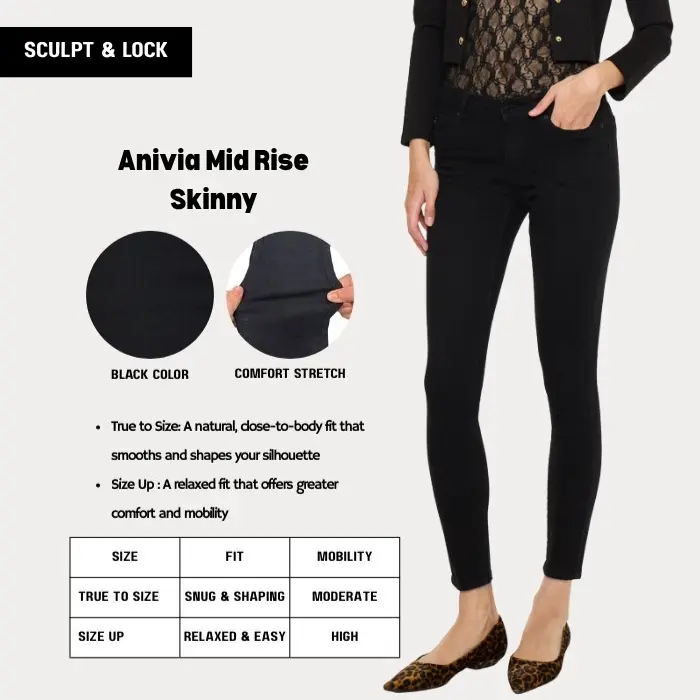 [SCULPT & LOCK] KANCAN - Anivia Essentials Women's Denim Mid Rise Skinny