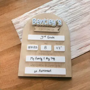 First Day of School Personalized  Back to School Sign with Interchangeable Name