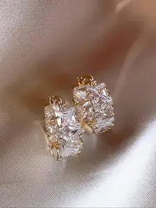 Elegant Geometric Artificial Zircon Copper Earrings for Women, High-End Luxury Party Banquet Holiday Gift, Stylish Ladies Jewelry, Zircon Stud Earrings, Shining Earrings