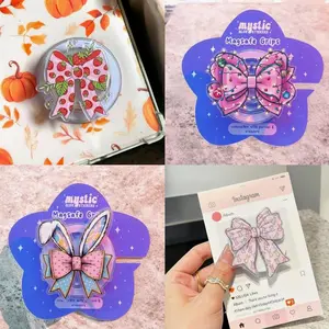 Kawaii Ribbon Grip Set | Cute Pastel Bow Magsafe Holders | Girly Aesthetic Gift Bundle | Perfect for Holiday Season