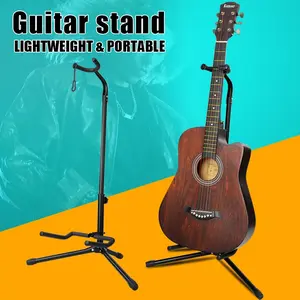 Standing Guitar Stand with Thick Sponge and Soft Wrap, Perfect Protection for Neck Finish, Adjustable Height, Foldable Design, Strong Load Capacity, Portable Guitar Accessories