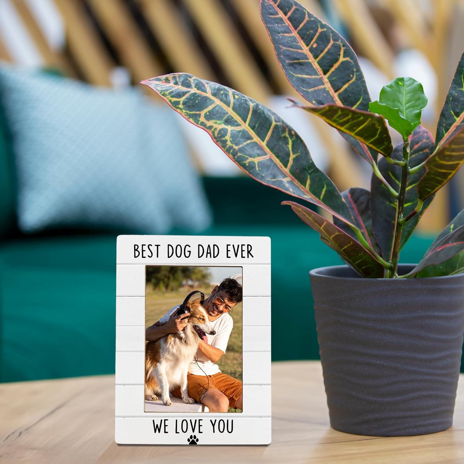 Dog Dad Picture Frame 4x6 – Father’s Day Gifts for Dog Dad, Wooden Pet Lover Photo Frame for Desk/Table, Unique Dog Father Gifts from Pet Lovers, Home Office Decor Picture Frame