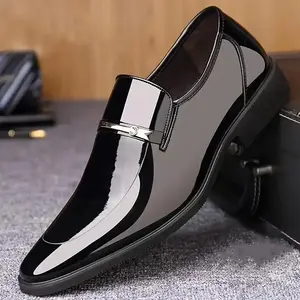 () Large Size Men's Fashionable Patent Leather Formal Shoes, Comfortable Non-slip Rubber Sole Durable Formal Shoes Suitable For Men's Outdoor Activities