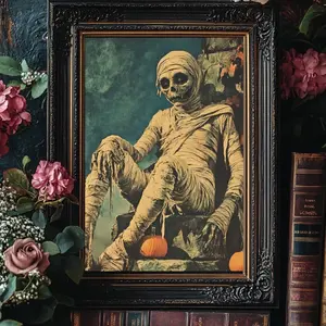 Vintage Halloween Mummy Home Decor Wall Art - Unframed - 8x10 Premium Matte Art Print -  Artistic Room Decoration Photo Poster