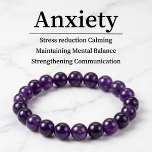 1pc Amethyst Anxiety Relief Bracelet for Women, Natural Purple Stone Jewelry, Elegant Spiritual Accessory, Daily Wear Gift for Friends and Family summerwins