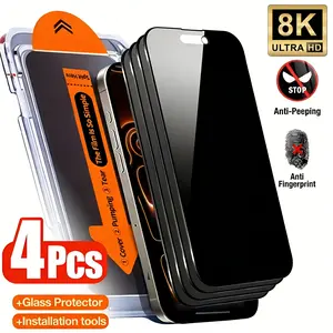 4-Pack Privacy Protective Screen Protector Compatible with iPhone 17 Pro Max/17/16/15/14/13/12/11, X, XR and XS Max, Auto Dust-Elimination, One-Click Bubble-Free Installation 9H Tempered Glass Film