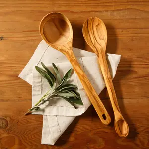 Bloomhouse Italian Olive Wood 2 Piece Extra-Large Kitchen Tool Set