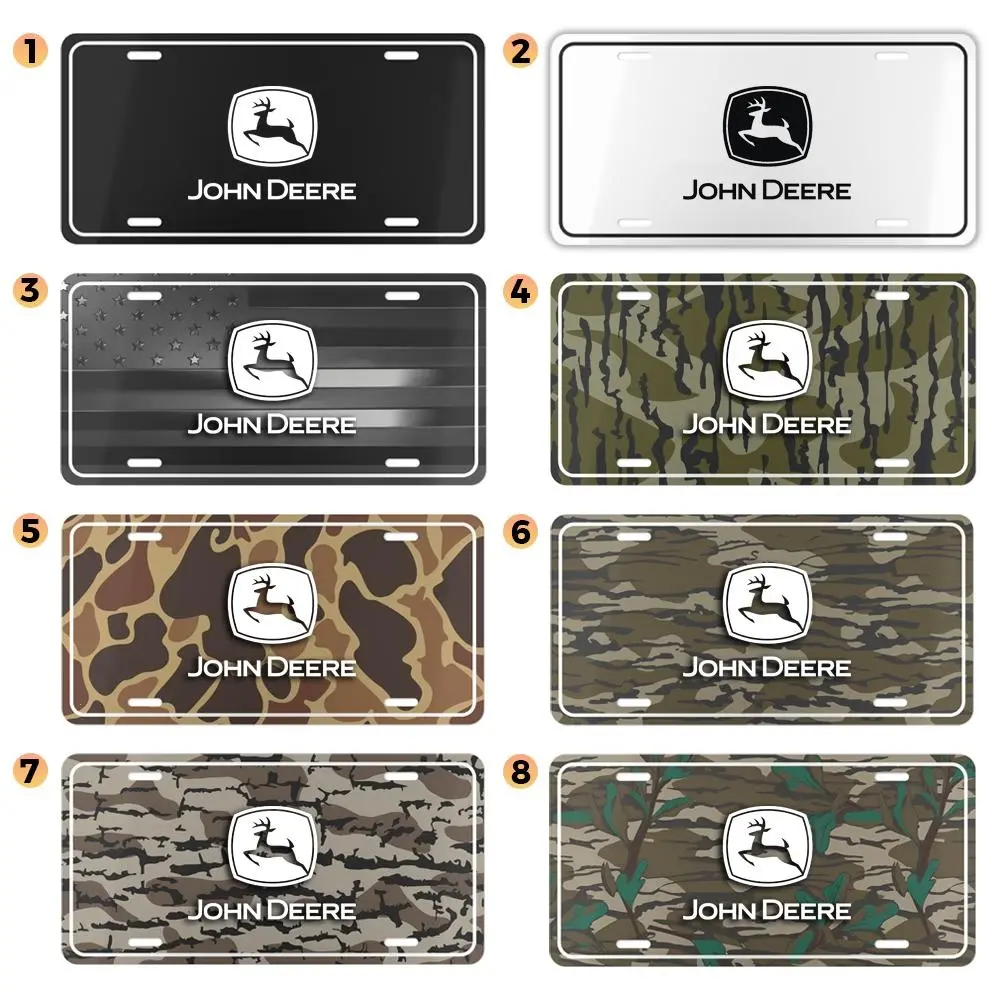 Green Deer Tractor Camo Decorative License Plate, 12" × 6" (30.5 × 15.2 Cm)) Aluminum Vanity Tag, US Vehicle Accessory, Christian-Themed Collection, Farm Equipment Style, Church & Faith-Based Space Decor, Farm Vehicle Gift
