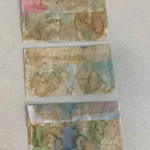 3 Coffee dyed and stained envelopes