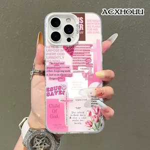 Softcase for iPhone 17 16 E Pro Max 15 Plus 14 13 12 11 XS XR Christian Collage Coquette Pastel Design Shockproof Lightweight Protective Case