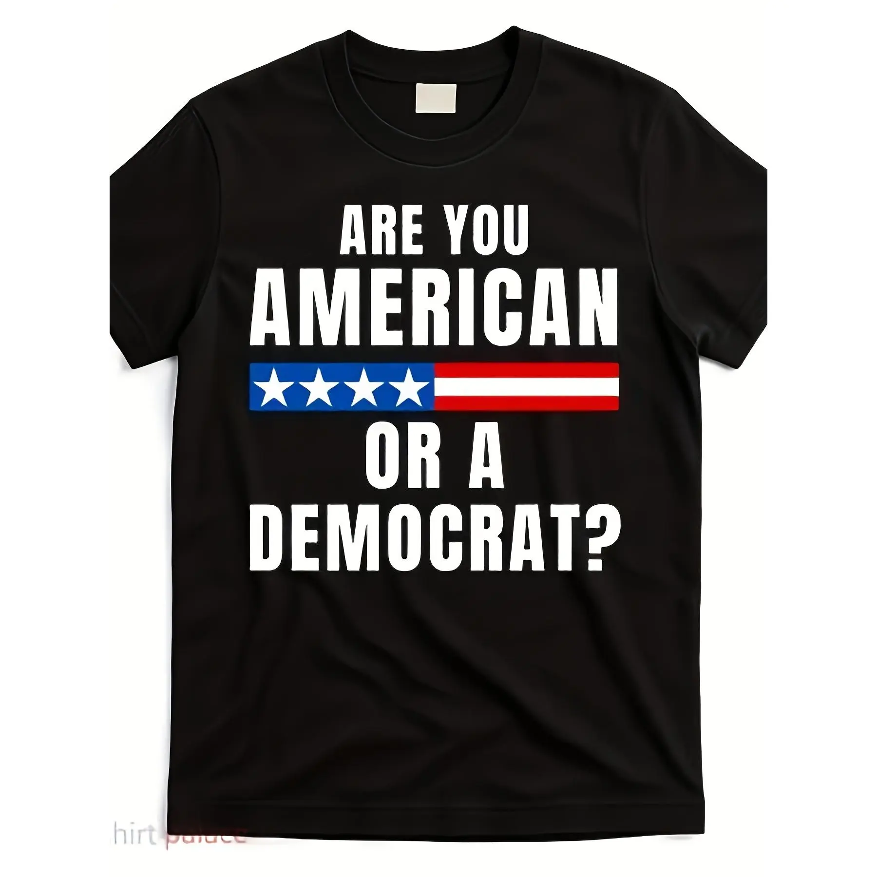 Men'S Patriotic T-Shirt: Are You American Or Democrat?- A Breathable Crew Neck Tee Featuring a Retro American Flag Graphic And Lettering, Perfect for Casual Wear on The 4Th of July And Political Gatherings