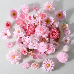 50pcs Mini Silk Flower Heads, Small Pink Fake Rose & Daisy, Bulk, Suitable For Crafts, Artificial Flower Scattering, Sunflowers, Wedding Hair Clips, Dress Decor, Artificial Flower Arrangements