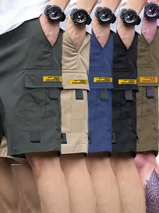 Men’s multi-pocket cargo shorts, 5-pack—breathable, durable, comfortable, versatile; available in multiple colors; suitable for everyday casual wear, sports, commuting, and a variety of other occasions. Plain Beige Operator Tropical Menswear