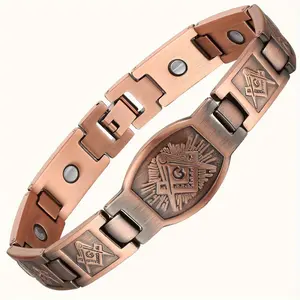 Adjustable Magnetic Bracelet for Men And Women, Made of Copper. A Great Gift for Your Loved One. money attraction spring festival perfect family  field therapy  interchangeable party motivational jewelry Stainless Steel Link Men's Bracelet