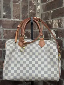 Pre-owned Louis Vuitton Canvas Shoulder Bags Speedy Bandouliere Bag Damier Azur 30 41764