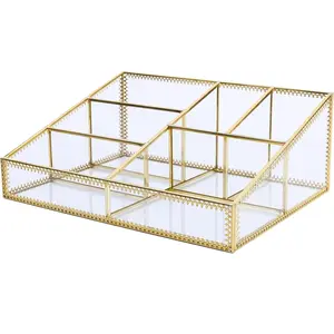 Vintage Gold Makeup Organizer - Makeup Organizer Countertop Organizer for Make-Up Brushes, Tabletop Organizer Display Case for,, Drawers GJB001