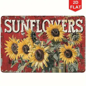 Vintage Style Country Sunflower Metal Sign 8x12 Inches Decorative Iron Plaque for Home Garage Bar and Cafe Wall Decor