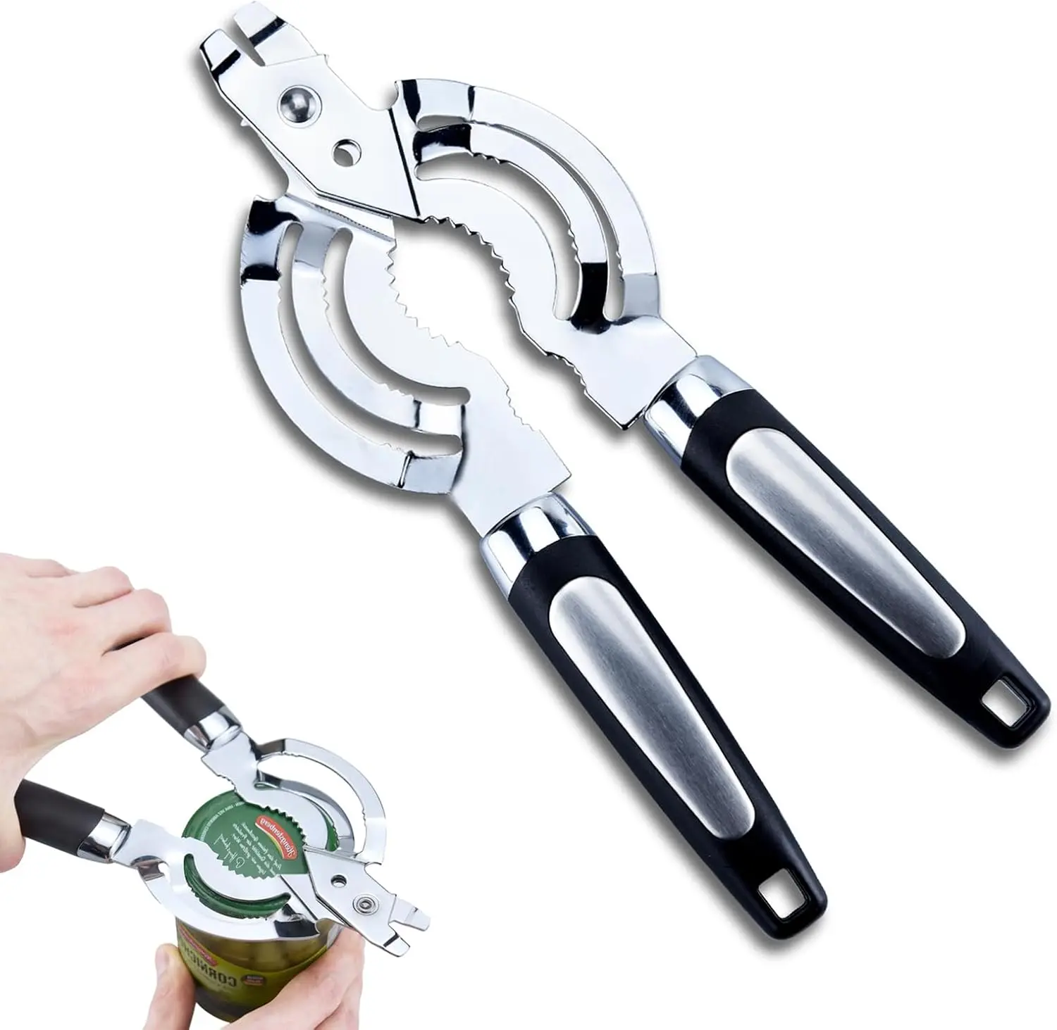 Jar Opener, Multi Jar Openers for Weak Hands, Stainless Steel Bottle Cap Opener for Easy Opening,  Bottle Opener for Seniors with Arthritis, Weak Hands