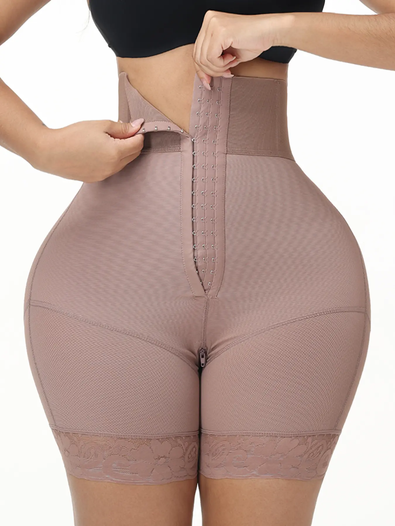 Women's High Waisted Faja Body Shaper, Seamless Tummy Control Underwear, Nylon Spandex Shapewear with Double Back Panel Support