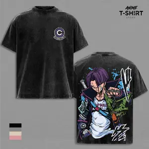 Trunks DBZ Anime Graphic Tee Vintage Washed Shirt Unisex Streetwear Capsule Corp Anime Shirt Future Trunks Sword Tee Dragon Ball Z Anime Clothing Gift for Anime Lovers Fans