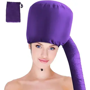Hair Dryer Bonnet - Upgraded Hooded Hair Dryer with Adjustable Extra Large Hood for Easy Styling, Curling and Deep Conditioning, Includes Free Carrying Case for Portable Hair Drye Cap(Purple)