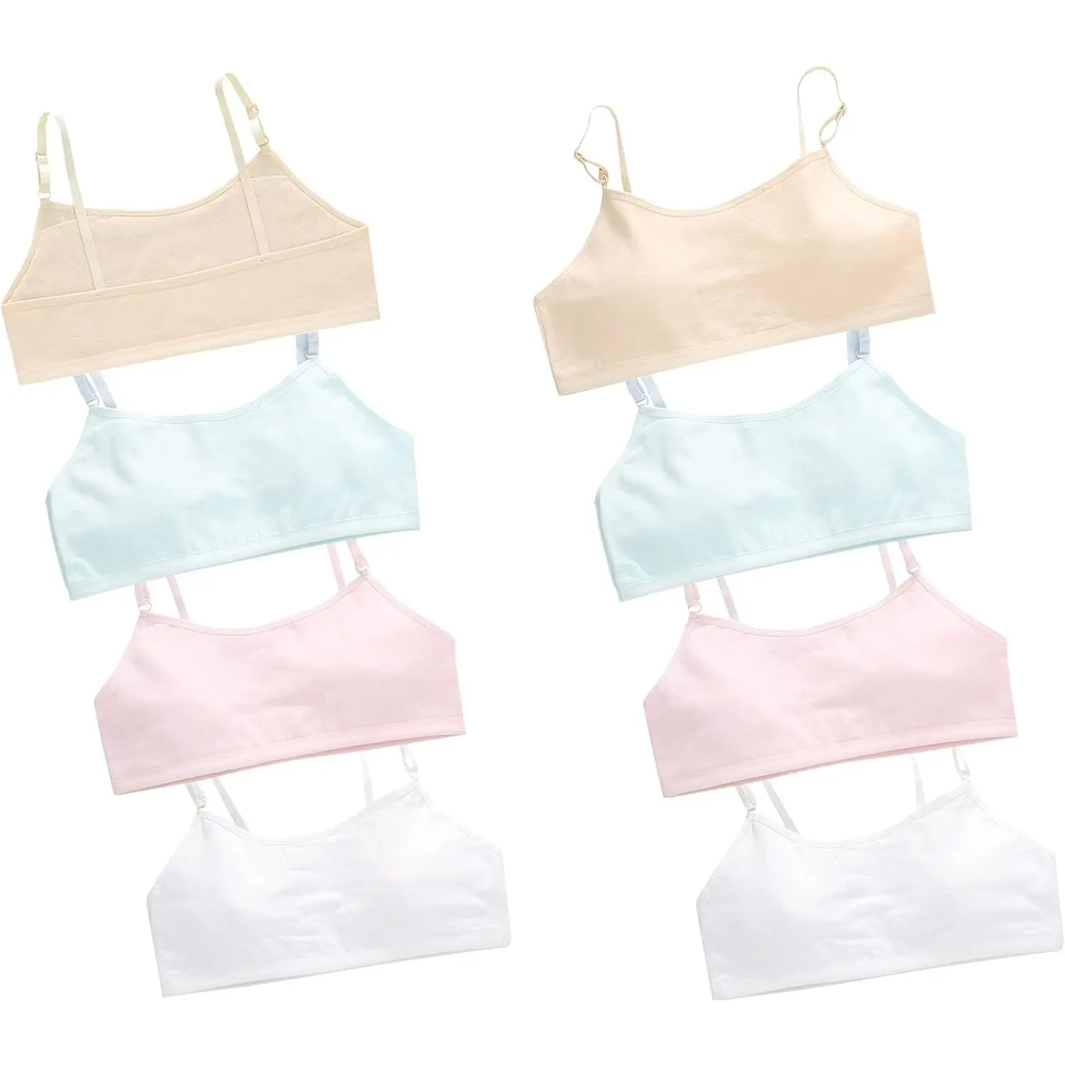 Bras for Girls Seamless Adjustable Cotton Cami Bralettes 7-14Y