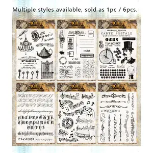 Transparent Silicone Stamps for Journaling, Vintage DIY Decorative Stamps with Music & Letter Patterns, Multiple Styles Available, Sold in 1pc / 6pcs