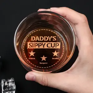 My Daddy's Sippy Cup - High quality laser engraved whiskey glasses, Personalize your handwriting Gifts for couples, Home Decor & Gifts, Halloween, Funny gift for men and women, Drinkware