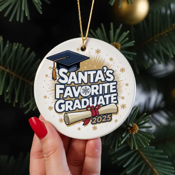 Ornaments by Design Santa's Favorite Graduate 2025 Ceramic Ornament 3 Inch for New Graduates in Your Life Perfect Graduation Gift