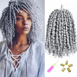 6 Inch Passion Twist Crochet Hair for Black Women 8 Packs Pre-twisted Grey Passion Twists Crochet Braids Pre-looped Hair Bohemian Twist Synthetic Braiding Hair Extensions (12Strands/Pack,TGrey#)