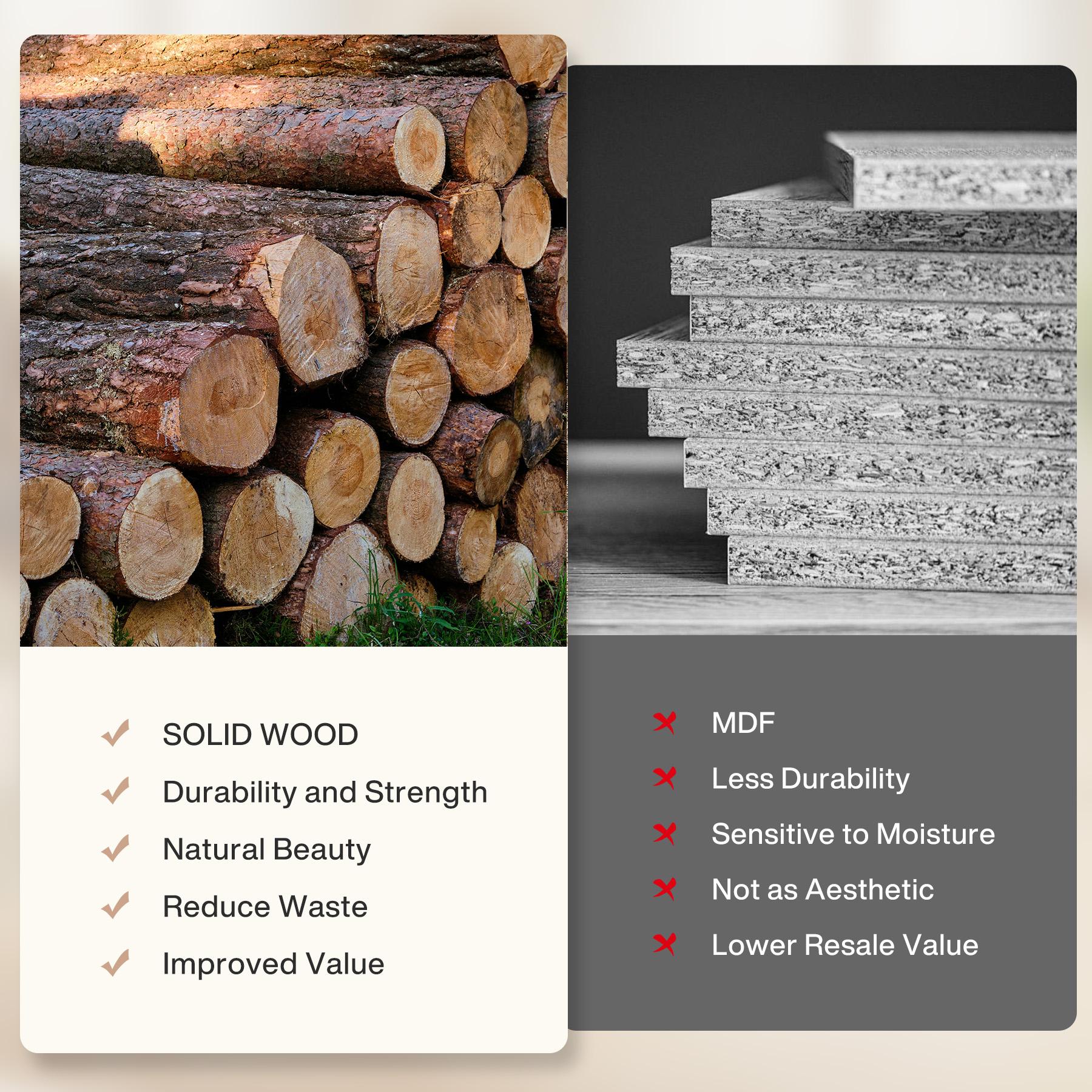 LITTLE TREE Solid Wood End Table for Living Room, Narrow Small Side Table with 2-Tier Storage, Farmhouse Bedside Nightstand for Bedroom, Small Places