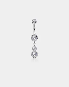 Multi CZ Dangle Titanium Belly Ring