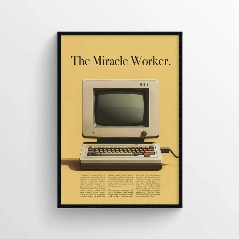 [UNFRAMED POSTER] Vintage Advertising Poster Computer - 1990s Style Advertising Print for PC - Computer Information Poster - Technology Poster