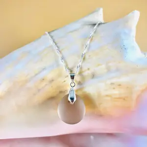 Elegant Sea Glass Pendant Necklace - Smooth Light Purple - Unisex Jewelry