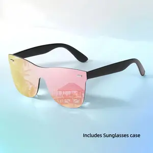 Christmas gift Trendy Rimless Mirrored One Piece Lens Sunglasses Reflective Sun Glasses for Men and Women, One piece ，UV400，Seamless Mirror Lens，fashion gift for Father's day ，2025Style RICH GIRL.Perfect for Halloween & Christmas Gifts