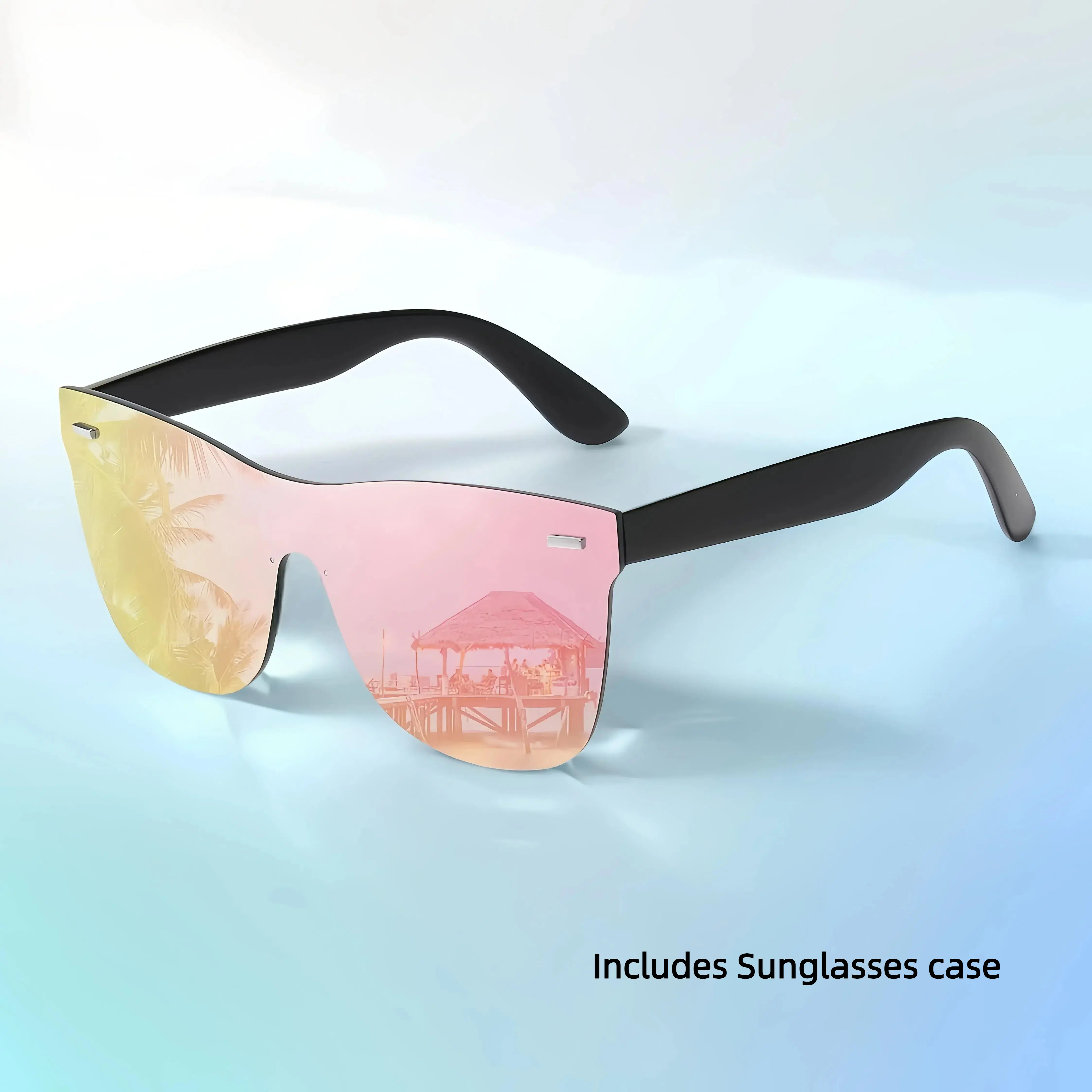 Trendy Styling Rimless Mirrored 1-Piece Lens Sunglasses for Men & Women - UV400 Seamless Mirror Lens, Comfortable Wearing, Driving & All-Year-Round Use, 2025 RICH GIRL Style, Ideal 2026 Summer/Gifts