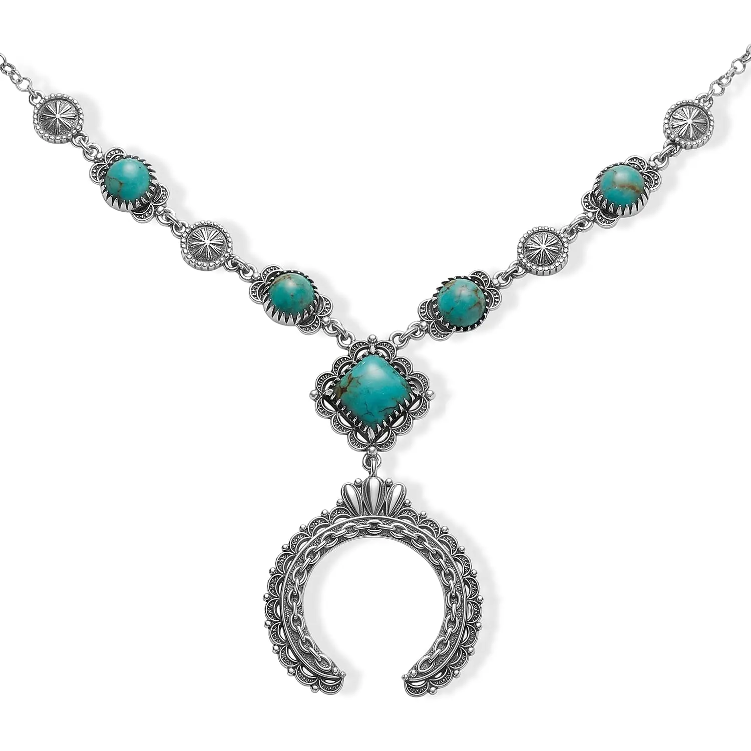 D'Joy Premium Royston Turquoise Necklace (18 Inches) in Sterling Silver 9.30 ctw