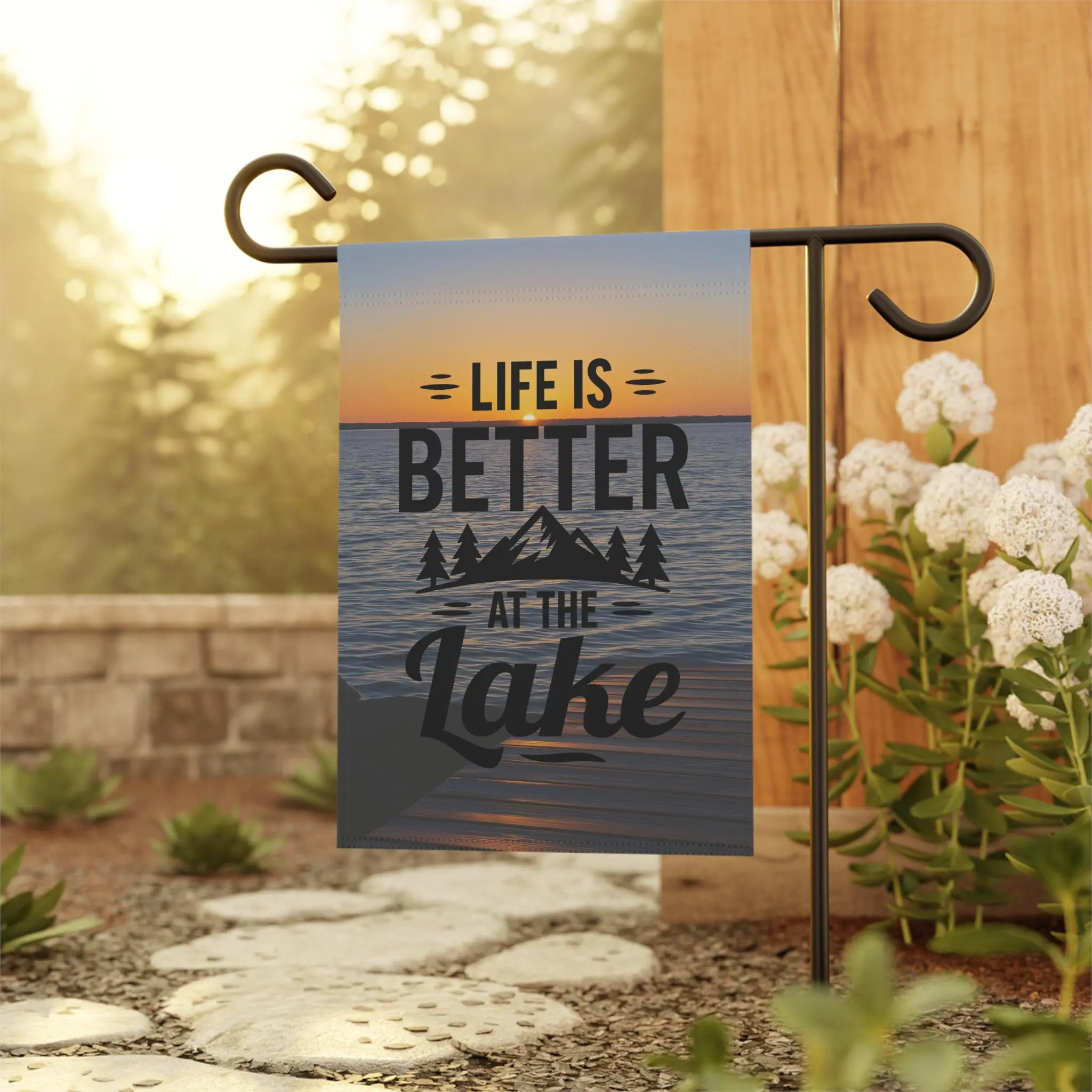 Life is Better at the Lake Garden Flag – Rustic Outdoor Decor for Lake House & Cabin Living